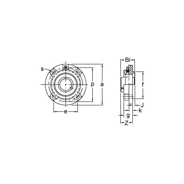 SINGLE ROW BALL BEARING, 2-15/16'' WIDE SET SCREW PILOTED FLANGE CARTRIDGE